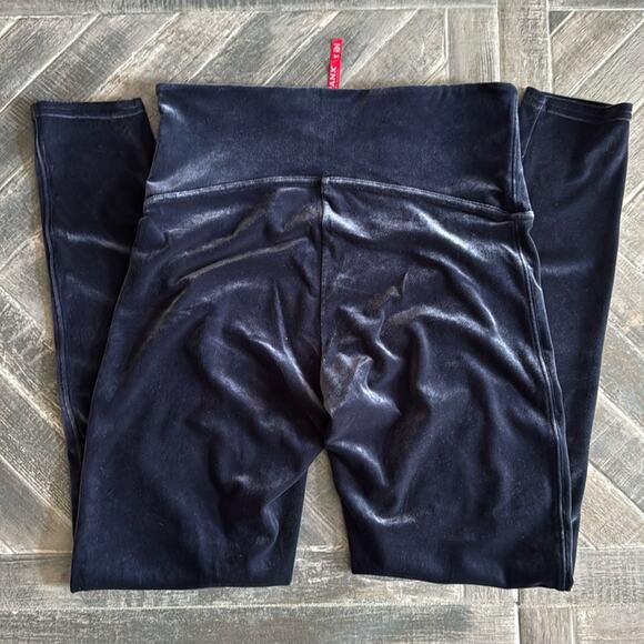 Spanx Navy Blue Velvet Leggings - Size L - Picture 2 of 4